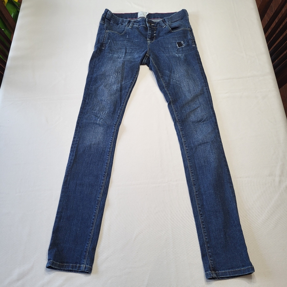 ASOS Maternity Women's Dark Wash Low Rise Stretch Waist Jeans Cotton Size 2 Long
